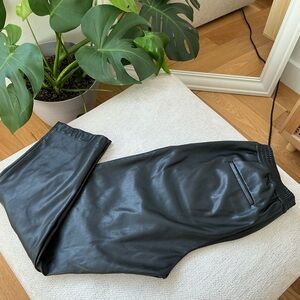 Black Faux Leather Joggers